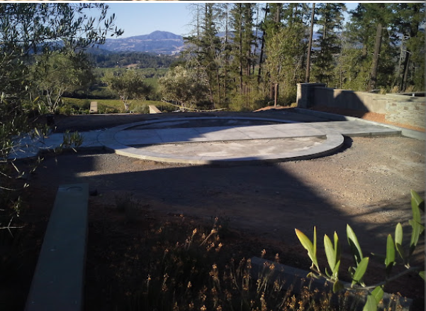 Newly poured concrete driveway at a Sebastopol, CA home at golden hour